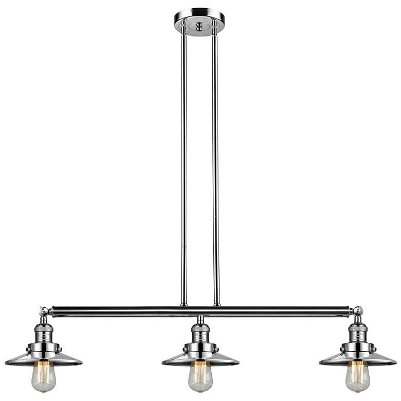 Image 1 Railroad 41" 3-Light Polished Nickel Stem Hung Island Light