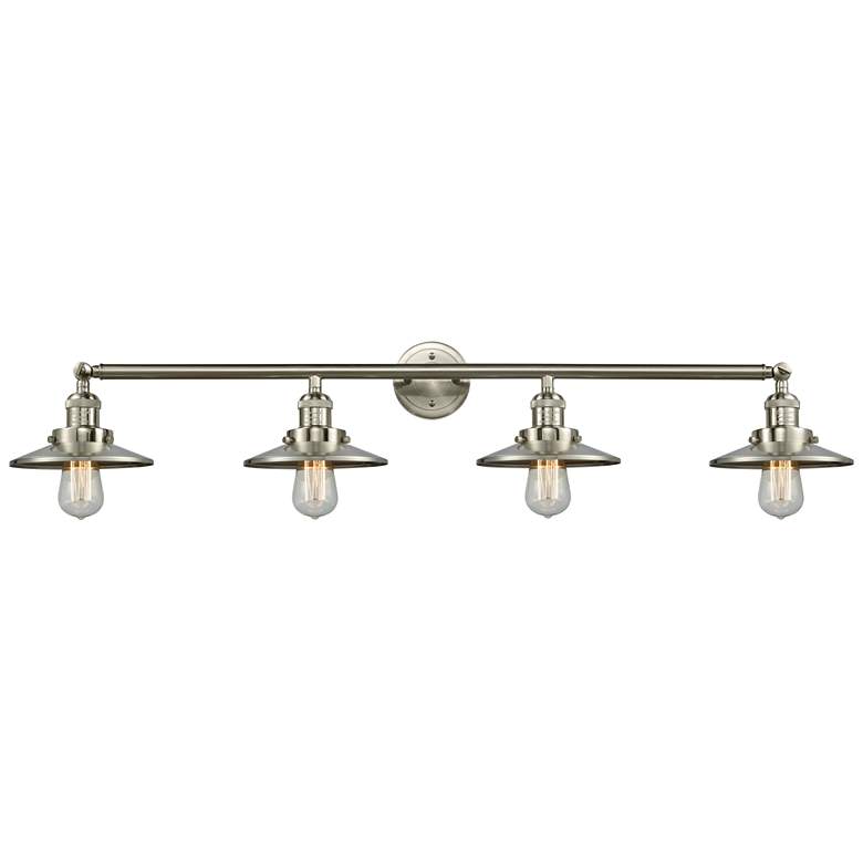 Image 1 Railroad 44"W 4 Light Brushed Nickel Bath Light w/ Brushed Nickel Shad