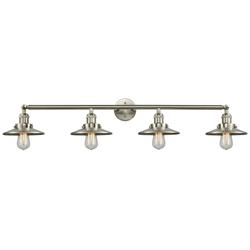 Railroad 44"W 4 Light Brushed Nickel Bath Light w/ Brushed Nickel Shad