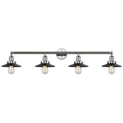 Railroad 44"W 4 Light Polished Chrome Bath Light w/ Matte Black Shade
