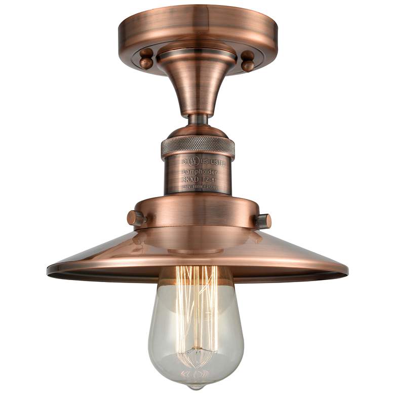 Image 1 Railroad 7" LED Semi-Flush Mount - Antique Copper - Antique Copper Sh