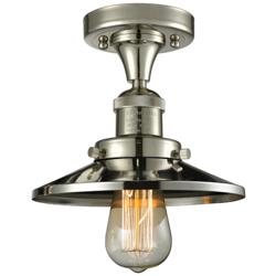 Railroad 7" Polished Nickel Semi Flush Mount
