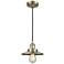 Railroad 8" Antique Brass Cord Hung Mini Pendant