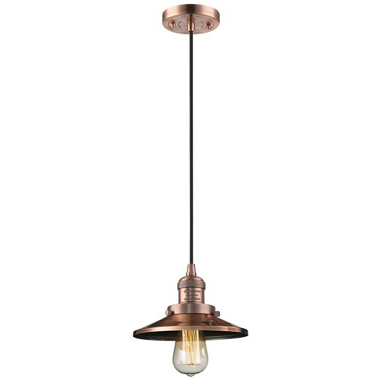 Image 1 Railroad 8" Antique Copper Cord Hung Mini Pendant