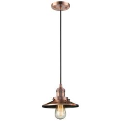Railroad 8" Antique Copper Cord Hung Mini Pendant