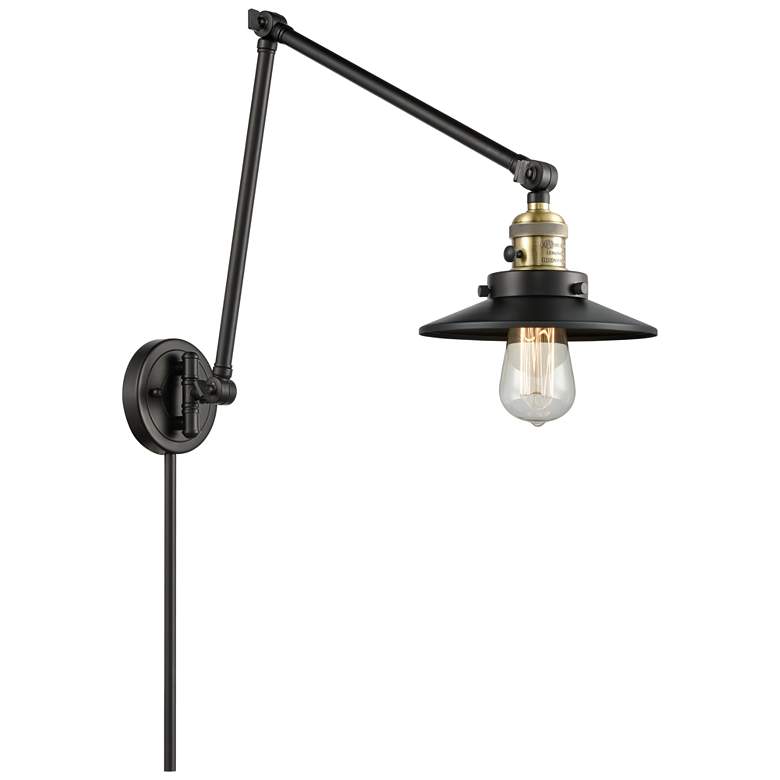 Image 1 Railroad 8" Black Antique Brass Double Extension Swing Arm w/ Black Sh