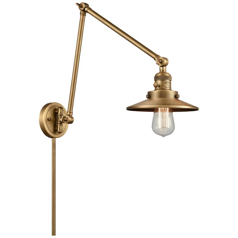 Image 1 Railroad 8 inch Brushed Brass Double Extension Swing Arm