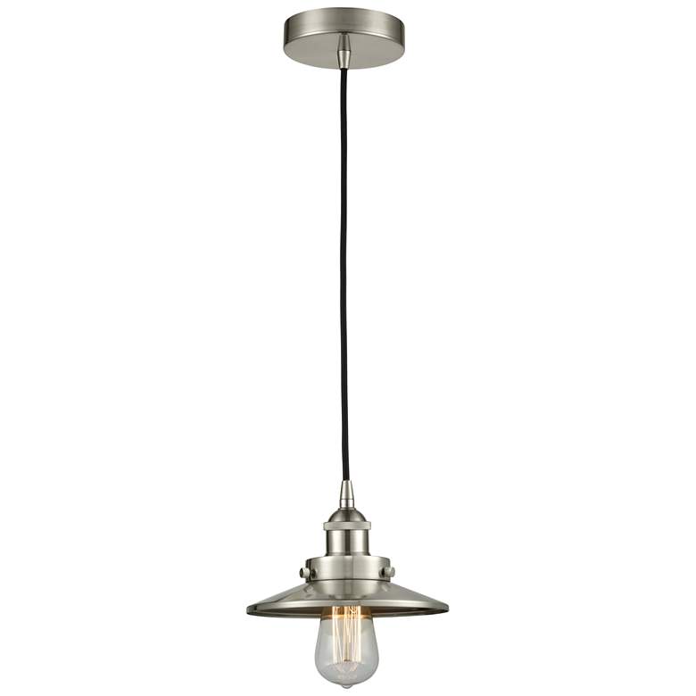 Image 1 Railroad 8" Brushed Satin Nickel Mini Pendant