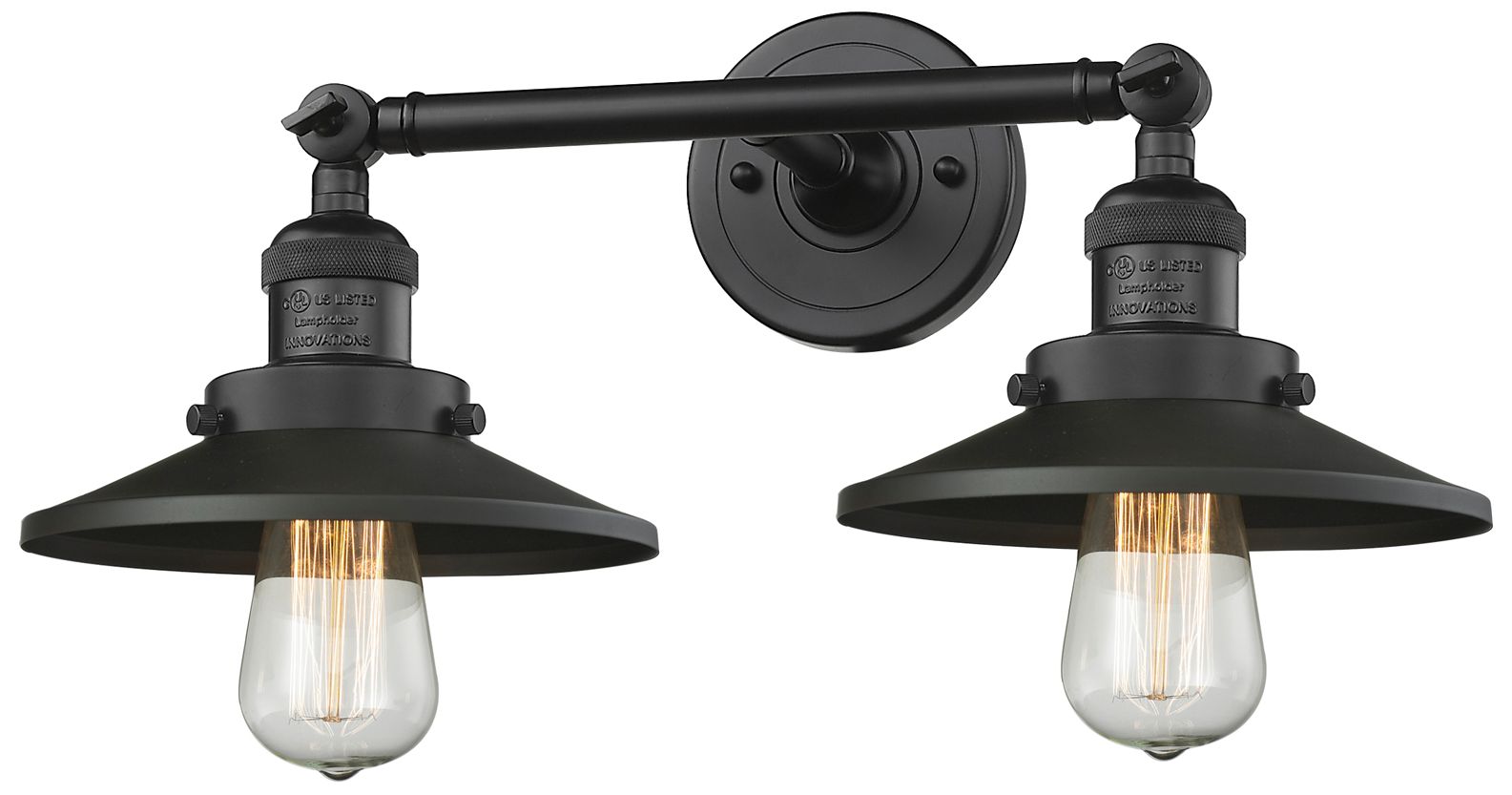 Railroad 8" High Matte Black 2-Light LED Wall Sconce
