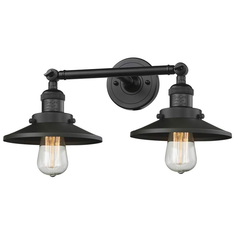Image 1 Railroad 8" High Matte Black 2-Light LED Wall Sconce