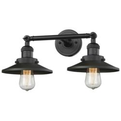 Railroad 8" High Matte Black 2-Light LED Wall Sconce