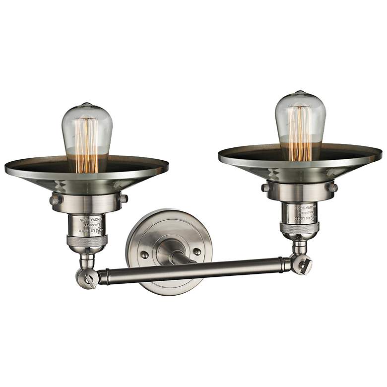 Railroad 8&quot; High Satin Nickel 2-Light Adjustable Wall Sconce more views