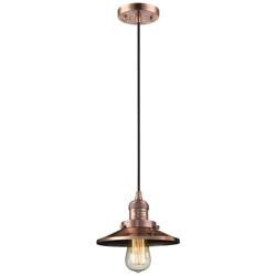 Railroad 8" LED Mini Pendant - Antique Copper - Antique Copper Shade