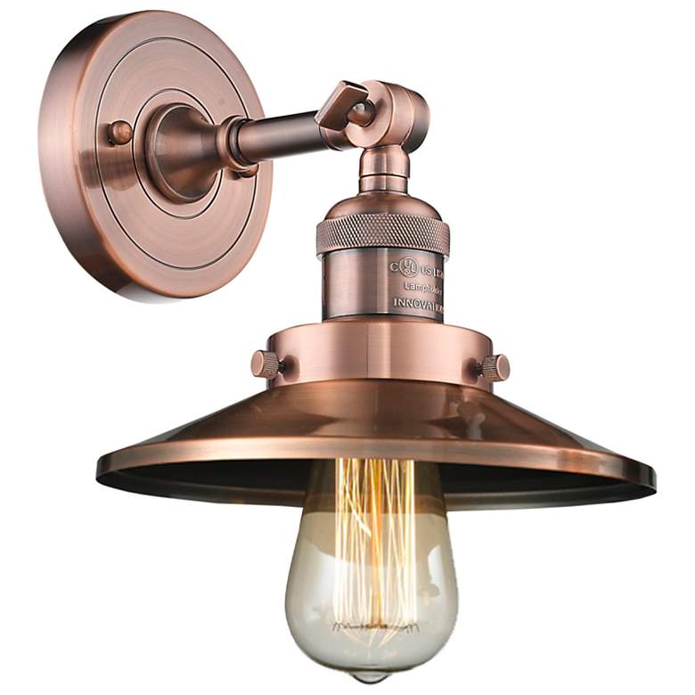 Image 1 Railroad 8" LED Sconce - Copper Finish - Copper Shade