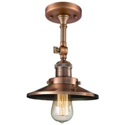 Railroad  8" LED Semi-Flush Mount - Antique Copper - Antique Copper Sh