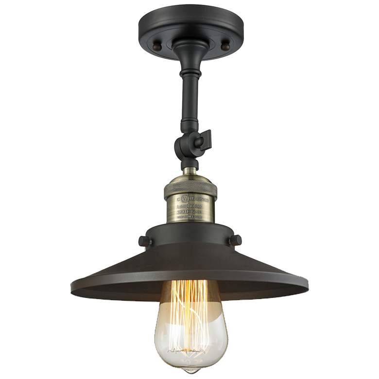 Image 1 Railroad 8" LED Semi-Flush Mount - Black Antique Brass - Matte Black