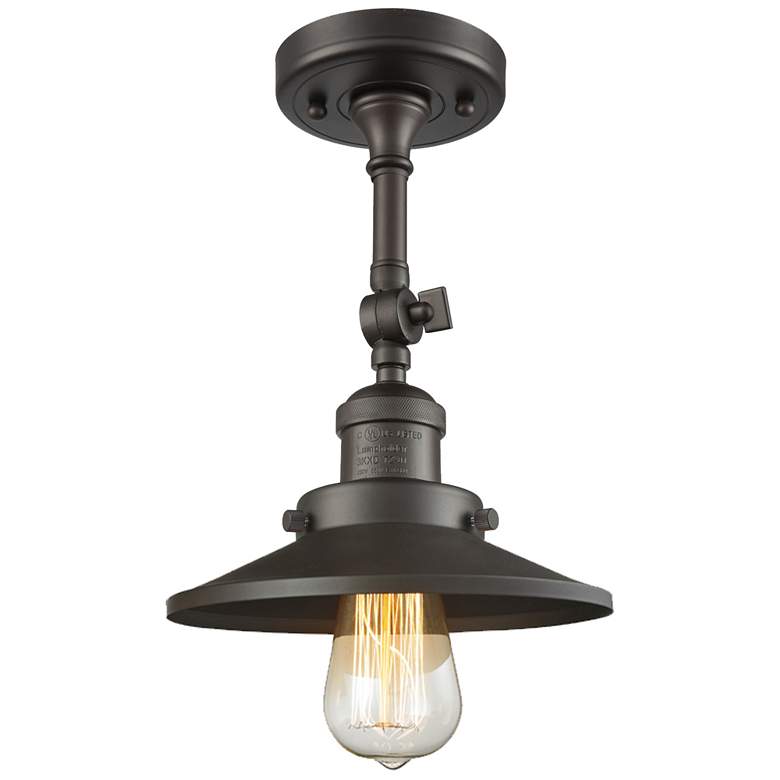 Image 1 Railroad 8" LED Semi-Flush Mount - Oil Rubbed Bronze - Oil Rubbed Bro