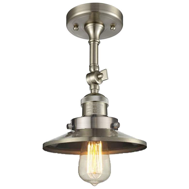 Image 1 Railroad 8" LED Semi-Flush Mount - Satin Nickel - Satin Nickel