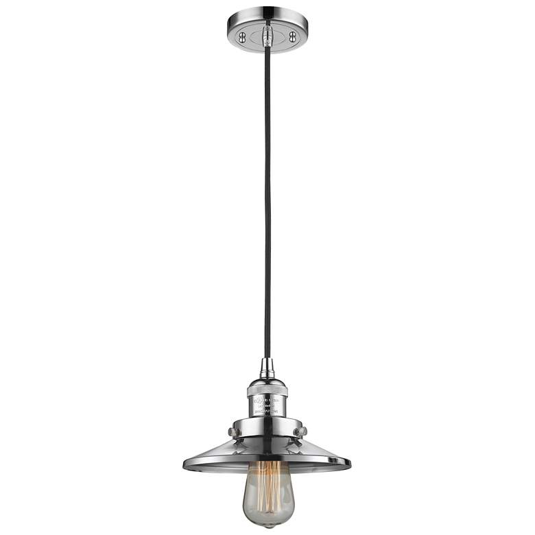 Image 1 Railroad 8" Polished Chrome Cord Hung Mini Pendant