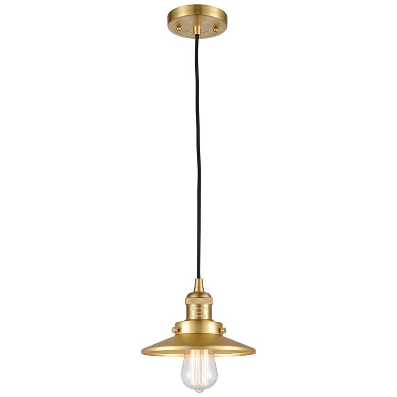 Image 1 Railroad 8" Satin Gold Cord Hung Mini Pendant