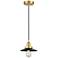 Railroad 8" Satin Gold Mini Pendant w/ Matte Black Shade