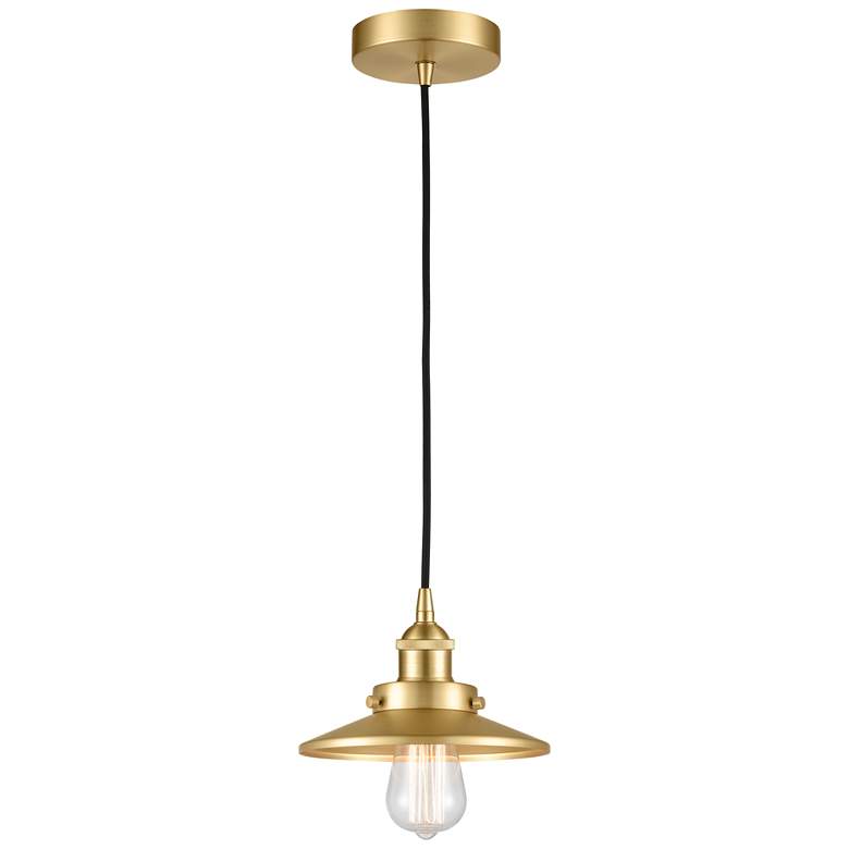 Image 1 Railroad 8" Satin Gold Mini Pendant