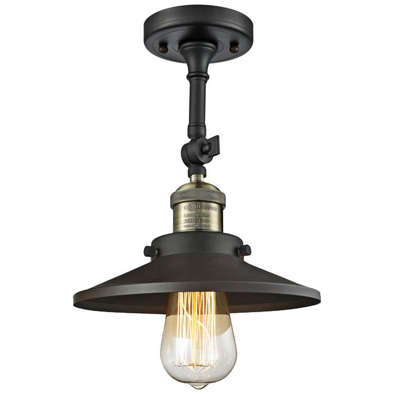 Image 2 Railroad 8 inch Wide Black and Brass Adjustable Ceiling Light