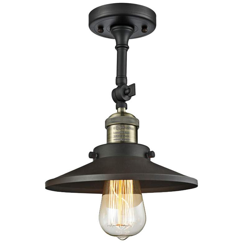 Image 2 Railroad 8" Wide Black and Brass Adjustable Ceiling Light