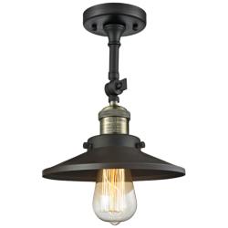 Railroad 8&quot; Wide Black and Brass Adjustable Ceiling Light