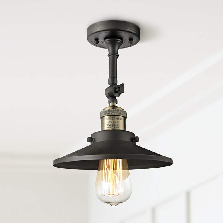 Image 1 Railroad 8 inch Wide Black and Brass Adjustable Ceiling Light
