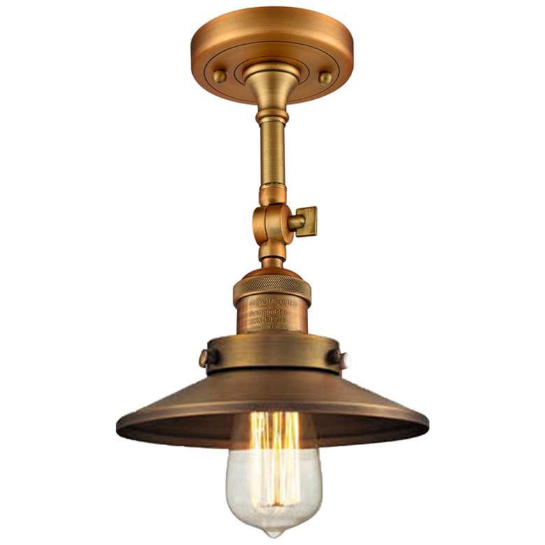 Image 2 Railroad 8" Wide Brushed Brass Adjustable Ceiling Light