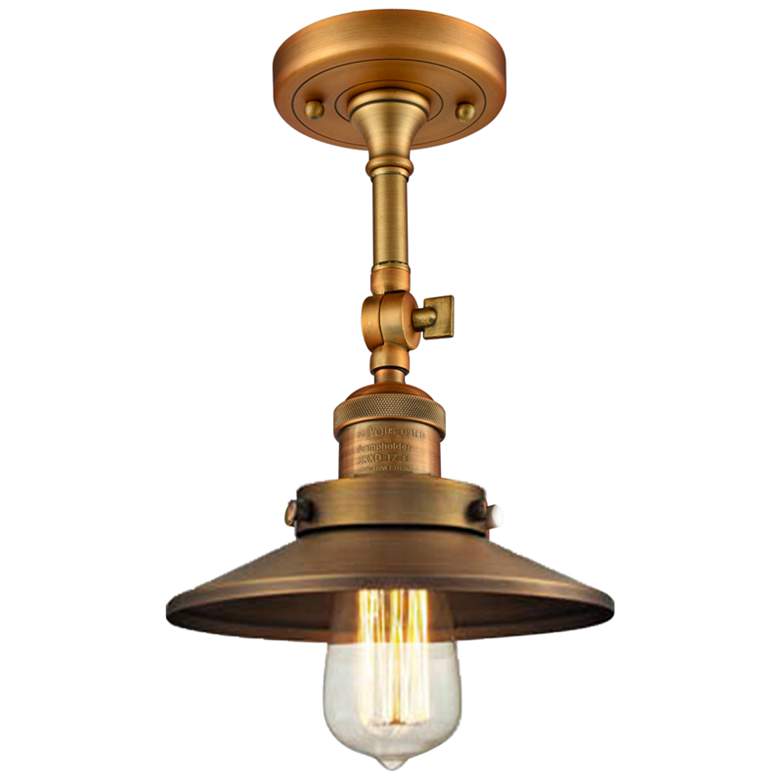 Image 2 Railroad 8 inch Wide Brushed Brass Adjustable Ceiling Light