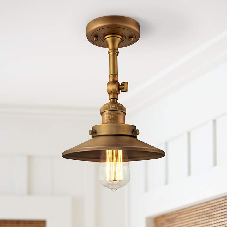 Image 1 Railroad 8 inch Wide Brushed Brass Adjustable Ceiling Light