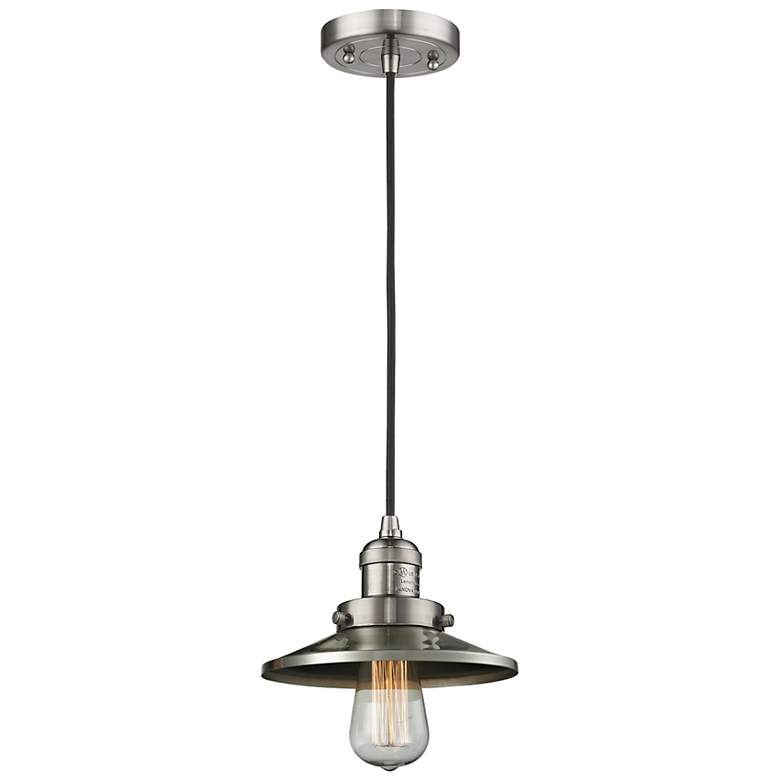 Image 1 Railroad 8" Wide Brushed Satin Nickel LED Mini Pendant