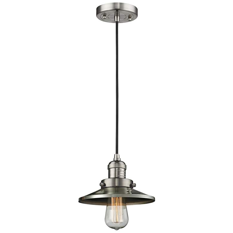 Image 2 Railroad 8 inch Wide Brushed Satin Nickel Mini Pendant