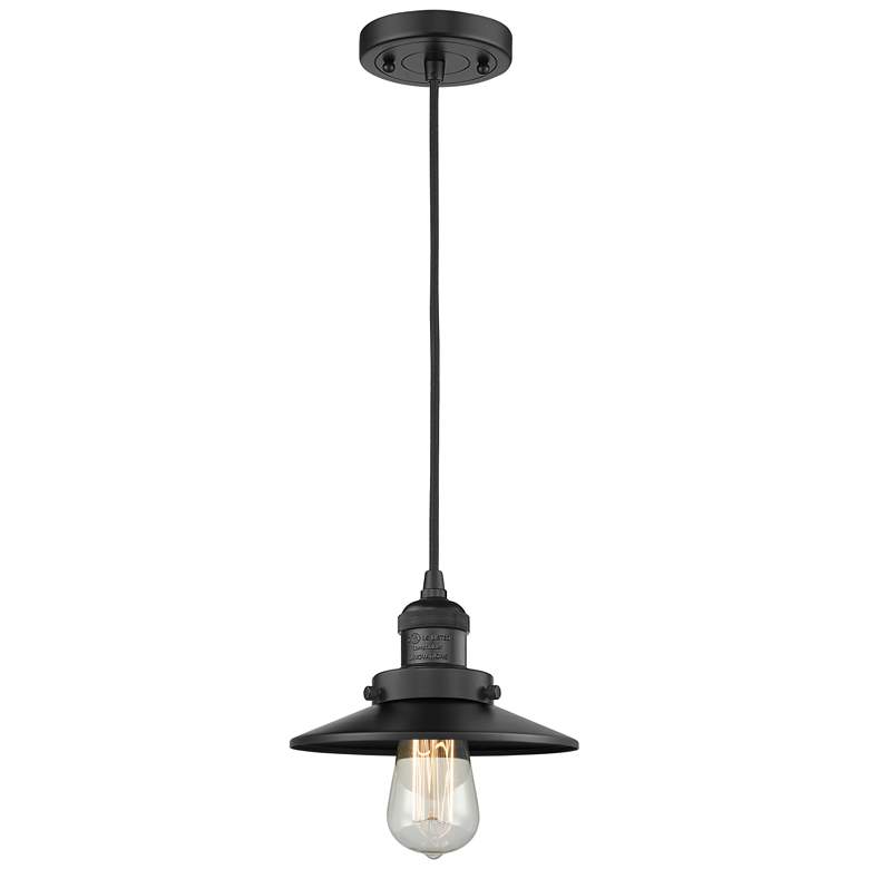 Image 1 Railroad 8" Wide Matte Black LED Mini Pendant