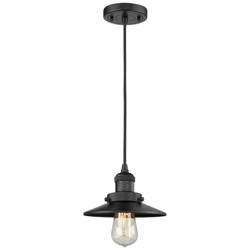 Railroad 8" Wide Matte Black LED Mini Pendant