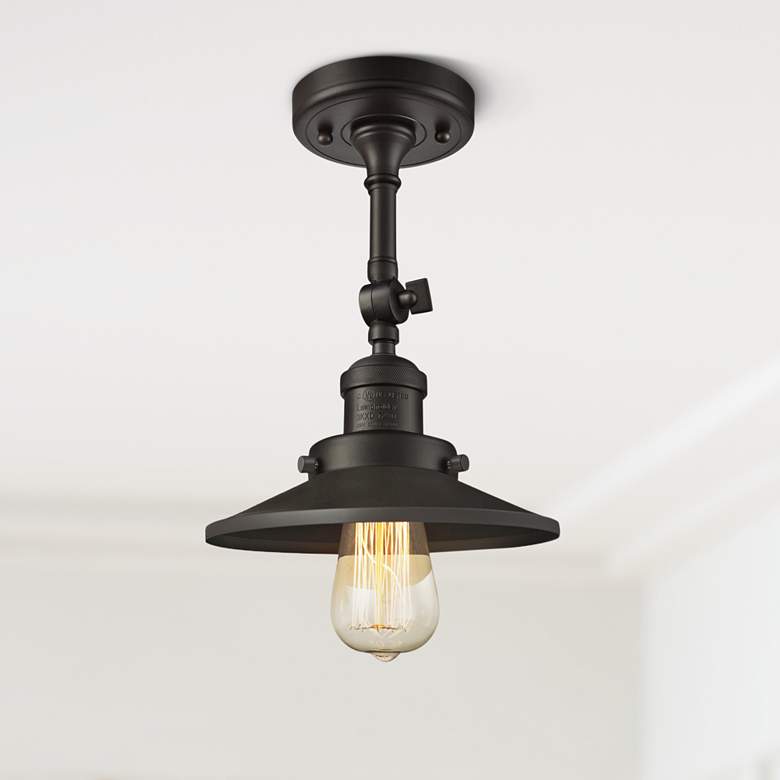 Image 1 Railroad 8 inch Wide Oil-Rubbed Bronze Adjustable Ceiling Light