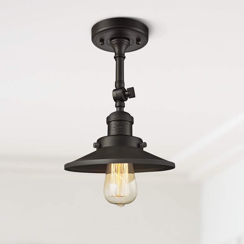 Image 1 Railroad 8" Wide Oil-Rubbed Bronze Adjustable Ceiling Light
