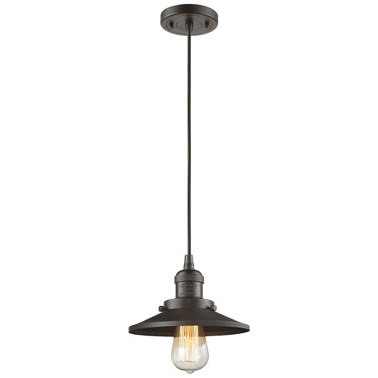 Image 1 Railroad 8" Wide Oil-Rubbed Bronze LED Mini Pendant