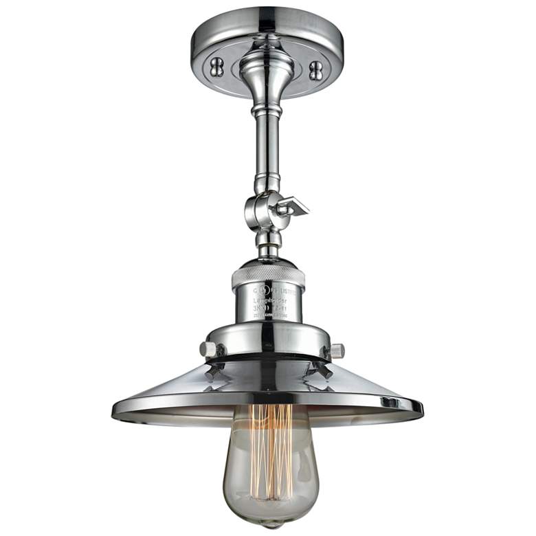 Image 2 Railroad 8 inch Wide Polished Chrome Adjustable Ceiling Light