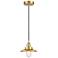 Railroad 8" Wide Satin Gold Corded Mini Pendant w/ Satin Gold Shade