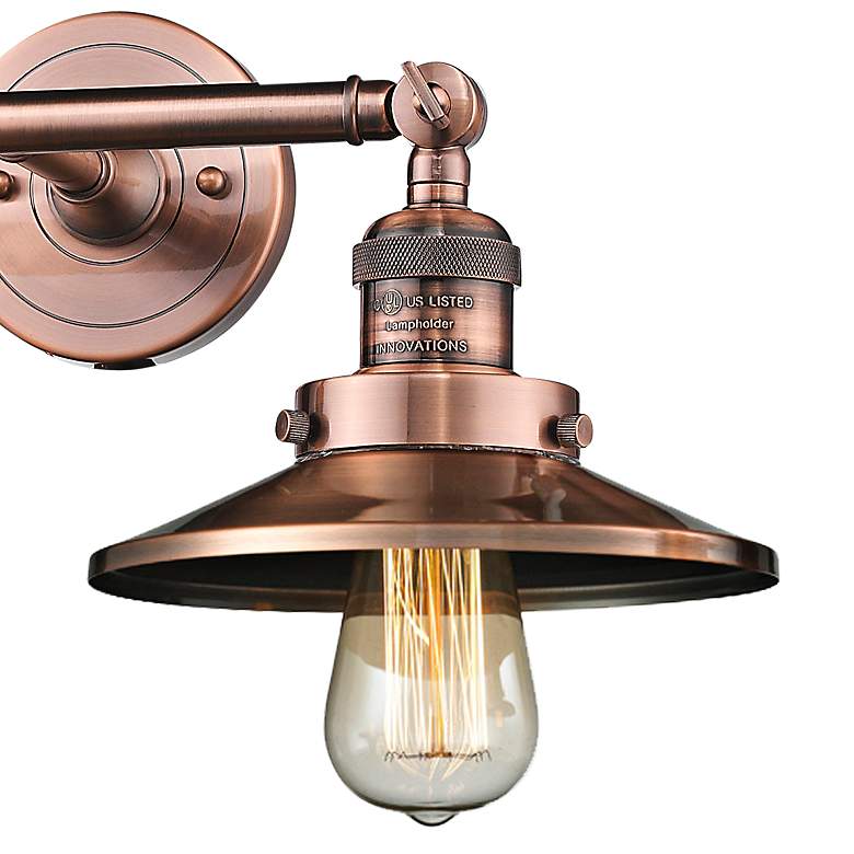 Image 3 Railroad 8"H Antique Copper 2-Light Adjustable Wall Sconce more views