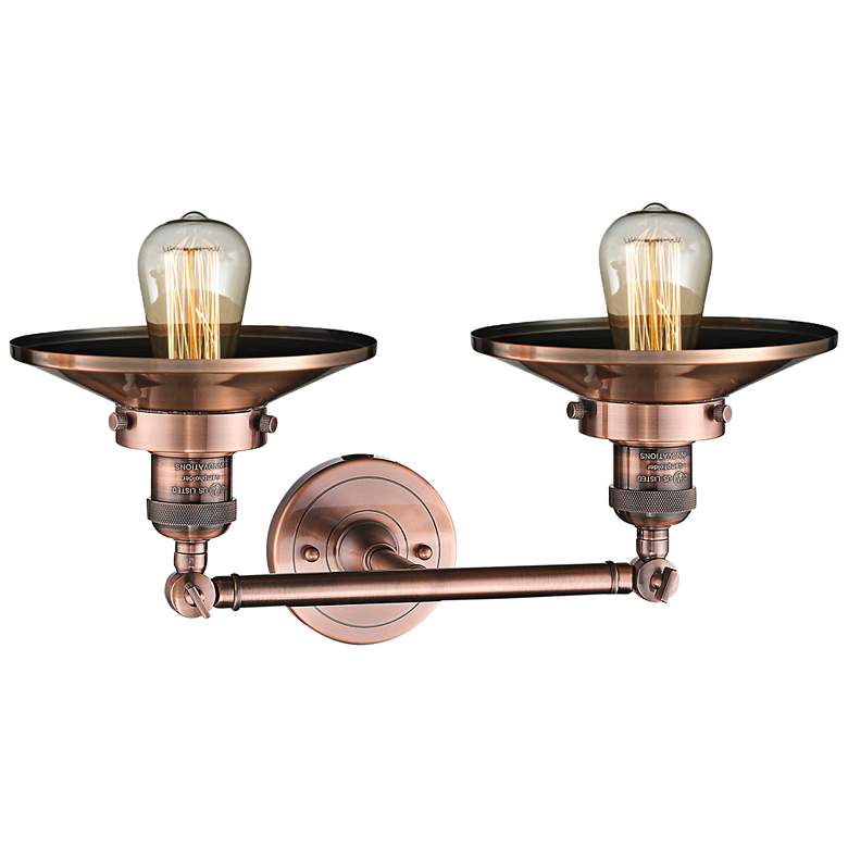 Railroad 8 inchH Antique Copper 2-Light Adjustable Wall Sconce more views