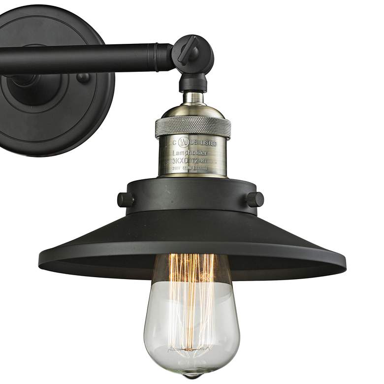 Image 3 Railroad 8"H Black and Brass 2-Light Adjustable Wall Sconce more views