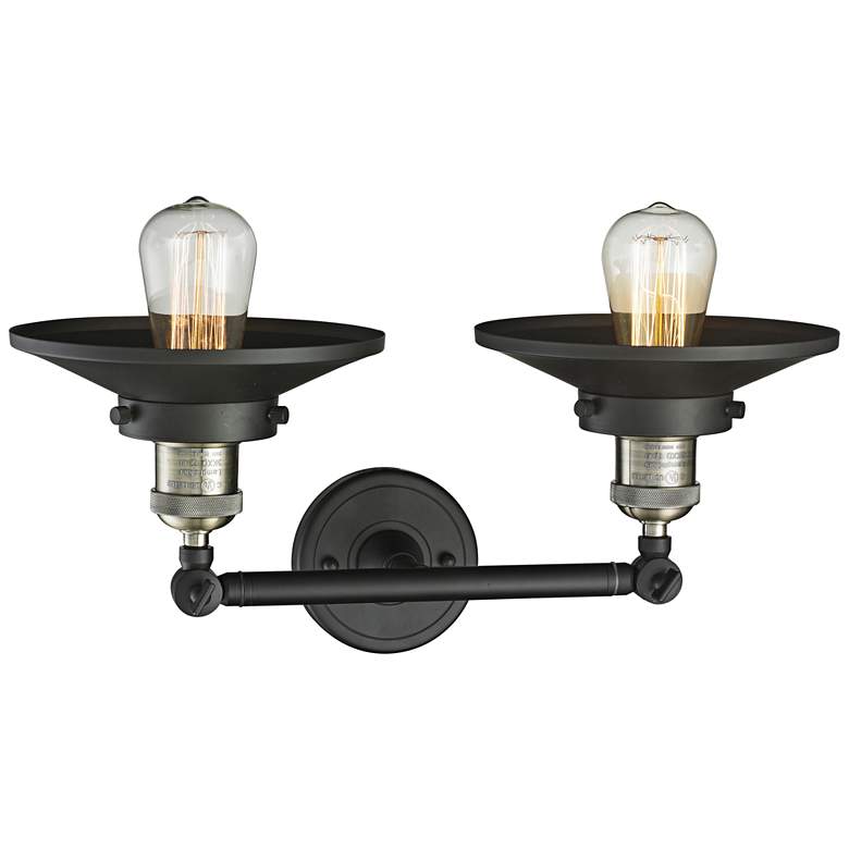 Image 4 Railroad 8 inchH Black and Brass 2-Light Adjustable Wall Sconce more views