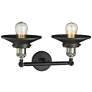 Railroad 8"H Black and Brass 2-Light Adjustable Wall Sconce