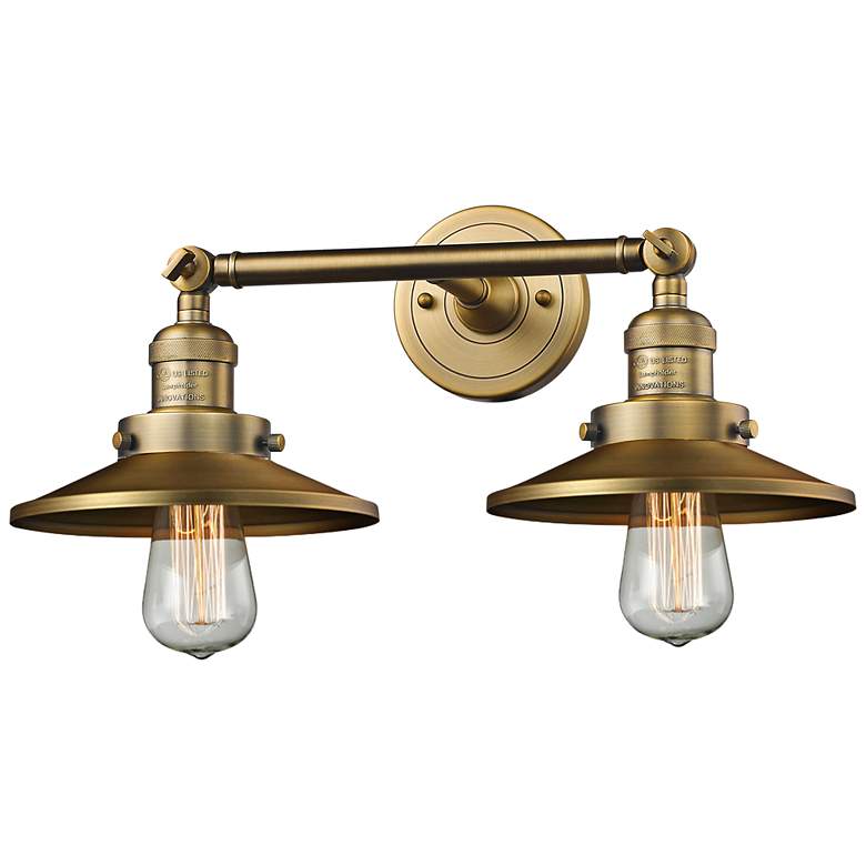 Image 1 Railroad 8"H Brushed Brass 2-Light Adjustable Wall Sconce