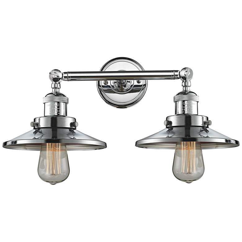 Image 2 Railroad 8 inchH Polished Chrome 2-Light Adjustable Wall Sconce