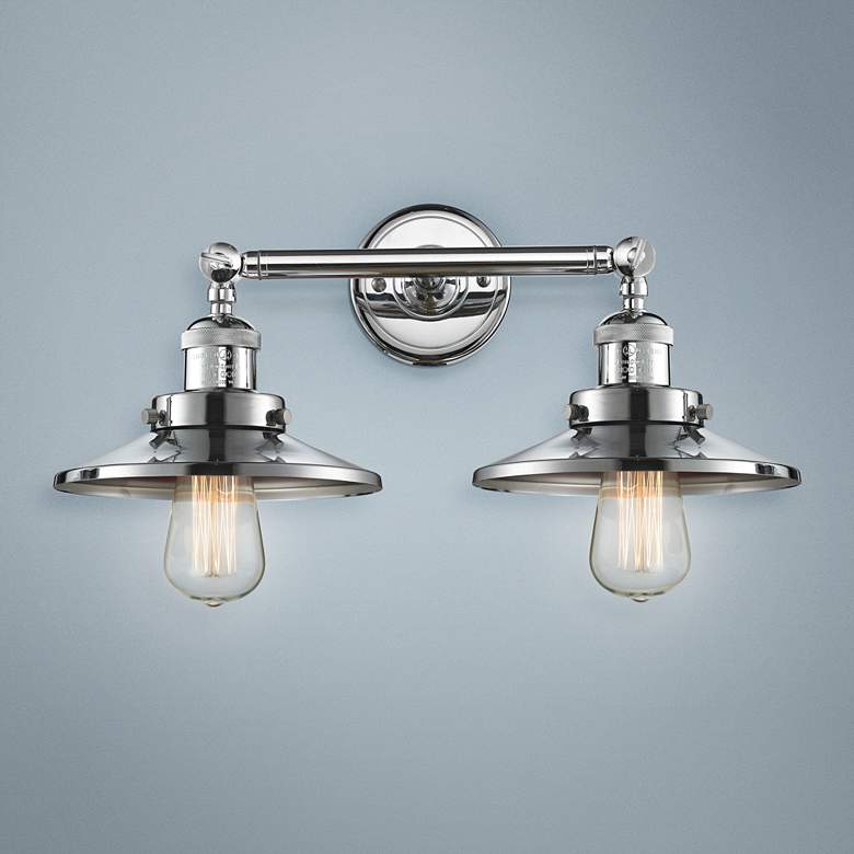 Image 1 Railroad 8"H Polished Chrome 2-Light Adjustable Wall Sconce